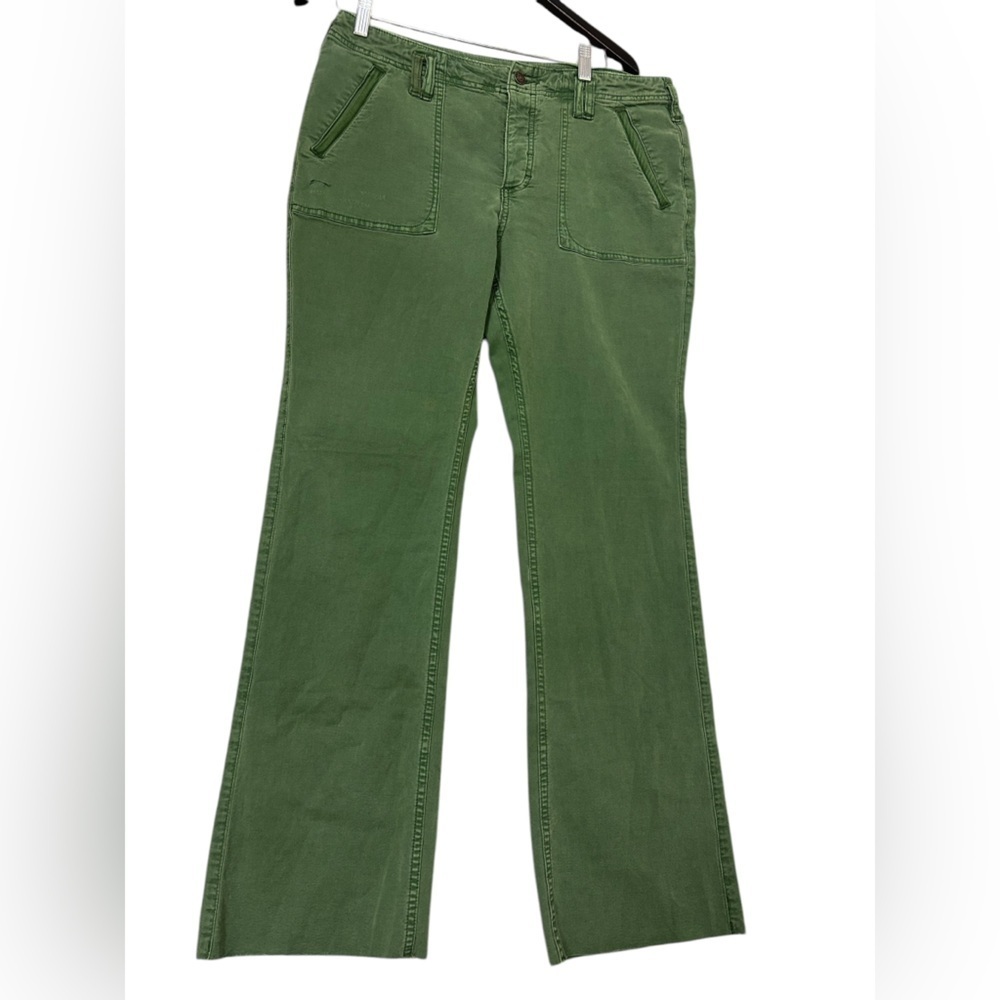 Pilcro (Anthropologie) size 31 EUC “distressed frat bootcut/wide Olive Trousers